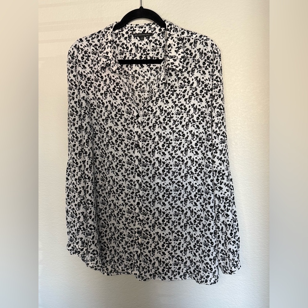 Adrianna Papell Ditsy Floral Button-Up Blouse Chic Work Flowers Extra Large XL